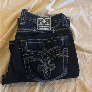 Rock Revival Dark Blue Embellished Boot Cut Jeans